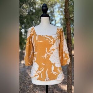 Harve Benard Mustard Floral Blouse